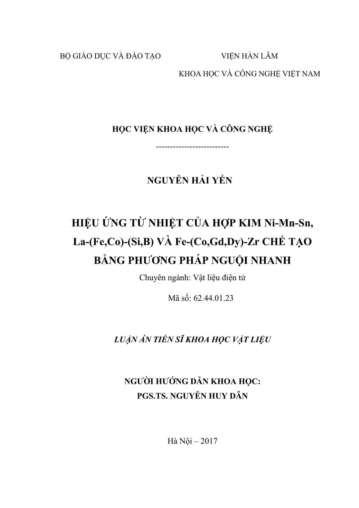 Luận án Hiệu ứng từ nhiệt của hợp kim Ni-Mn-Sn, La-(Fe,Co)-(Si,B) và Fe-(Co,Gd,Dy)-Zr chế tạo bằng phương pháp nguội nhanh trang 2