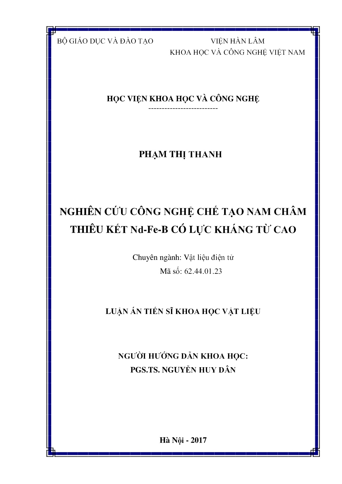 Luận án Nghiên cứu công nghệ chế tạo nam châm thiêu kết Nd-Fe-B có lực kháng từ cao trang 2