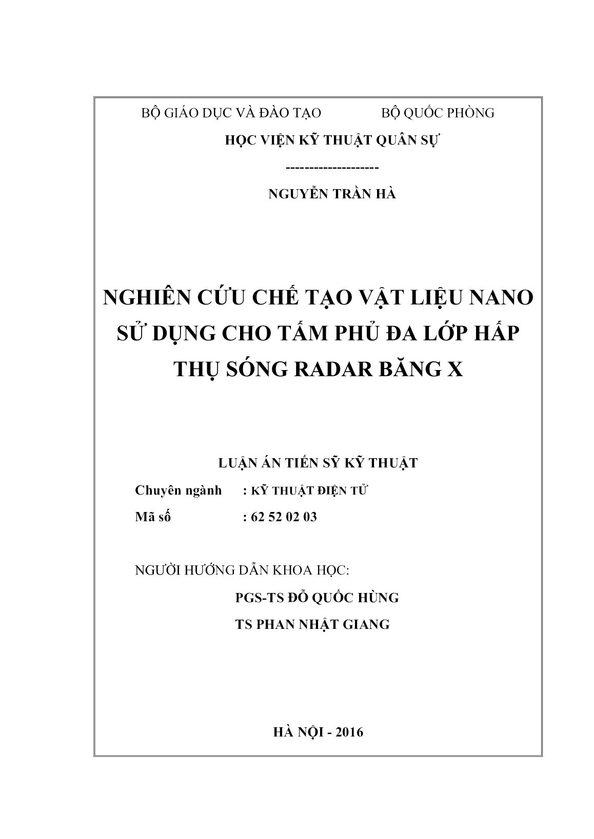 Luận án Nghiên cứu chế tạo vật liệu nano sử dụng cho tấm phủ đa lớp hấp thụ sóng radar băng X trang 2