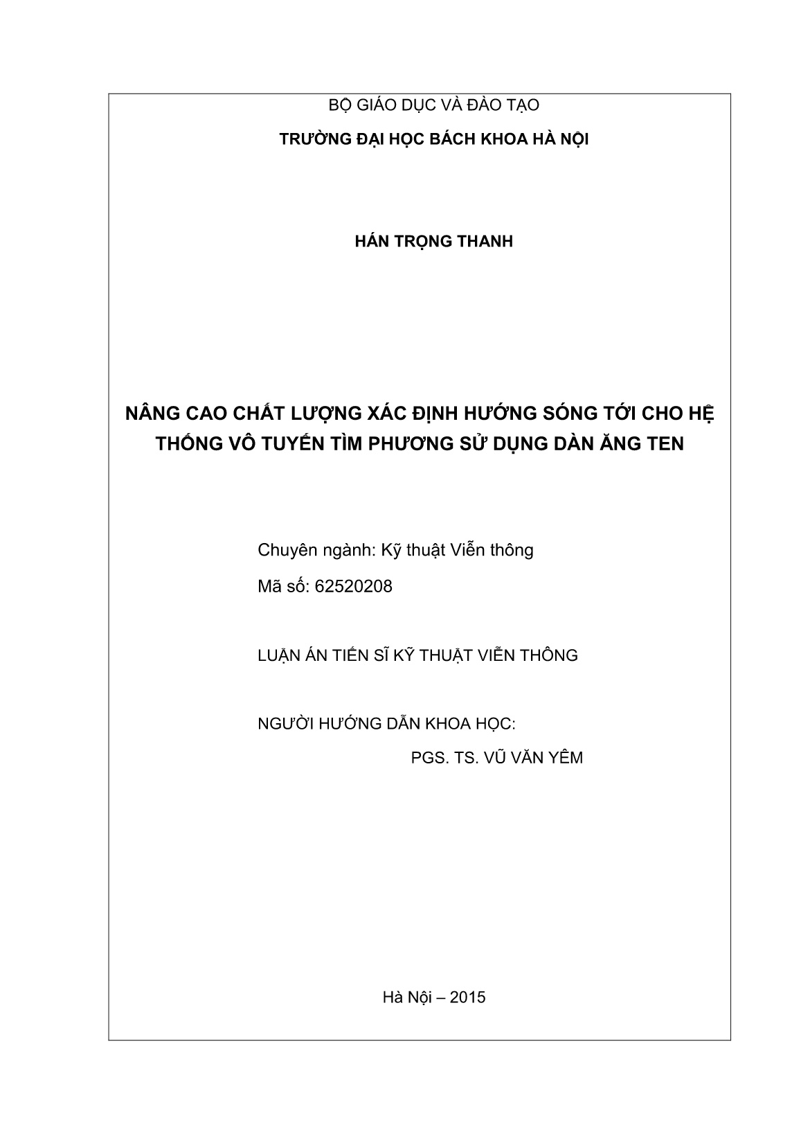 Luận án Nâng cao chất lượng xác định hướng sóng tới cho hệ thống vô tuyến tìm phương sử dụng dàn Ăng Ten trang 2