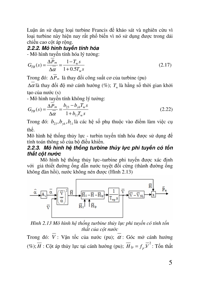 Luận án Nghiên cứu ứng dụng mạng mờ nơ-ron để xây dựng thuật toán điều khiển hệ điều tốc turbine-máy phát thủy điện trang 5