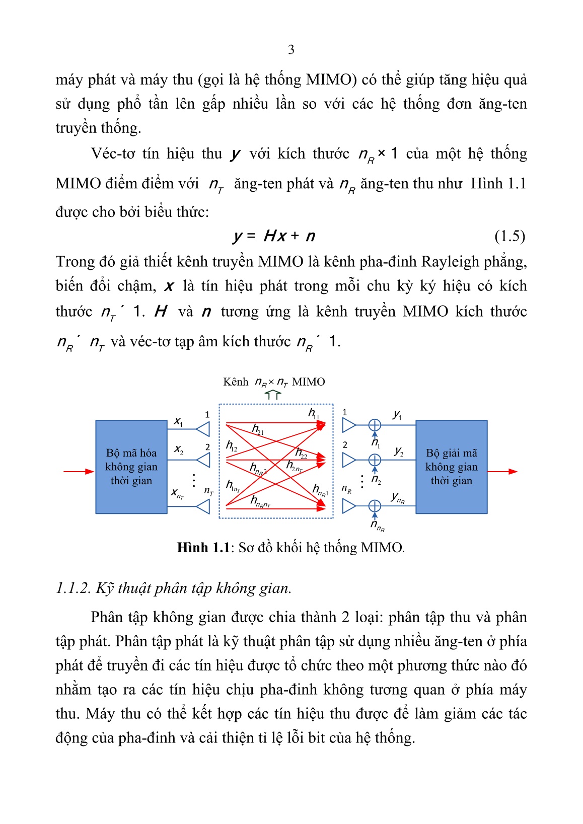 Luận án Nghiên cứu Kỹ thuật mã hóa mã khối không gian thời gian trực giao (OSTBC) kết hợp với điều chế không gian (SM) trang 3