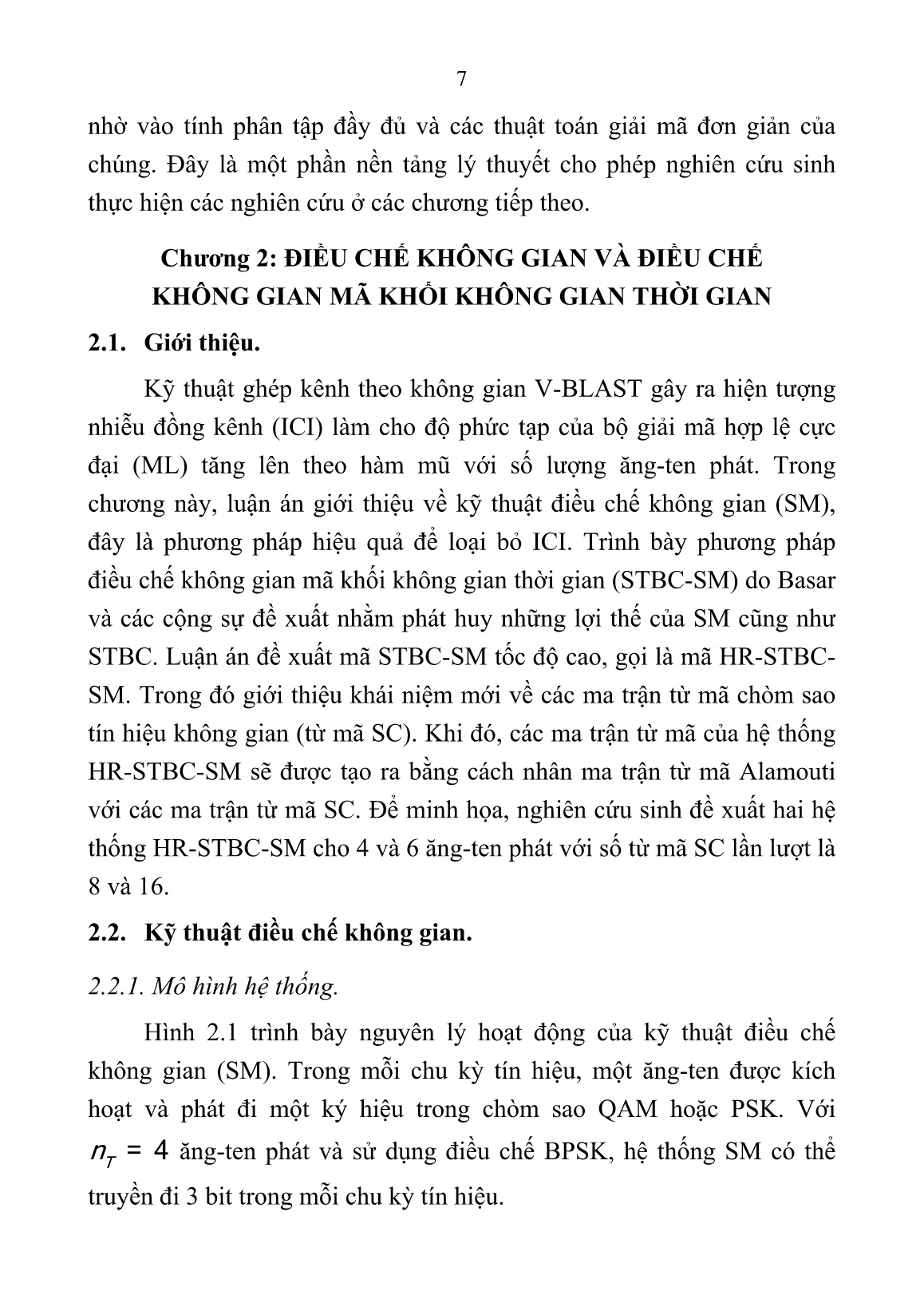 Luận án Nghiên cứu Kỹ thuật mã hóa mã khối không gian thời gian trực giao (OSTBC) kết hợp với điều chế không gian (SM) trang 7