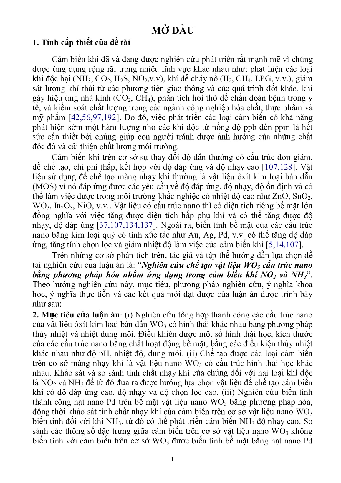 Luận án Nghiên cứu chế tạo vật liệu WO3 cấu trúc nano bằng phương pháp hóa nhằm ứng dụng trong cảm biến khí NO2 và NH3 trang 4