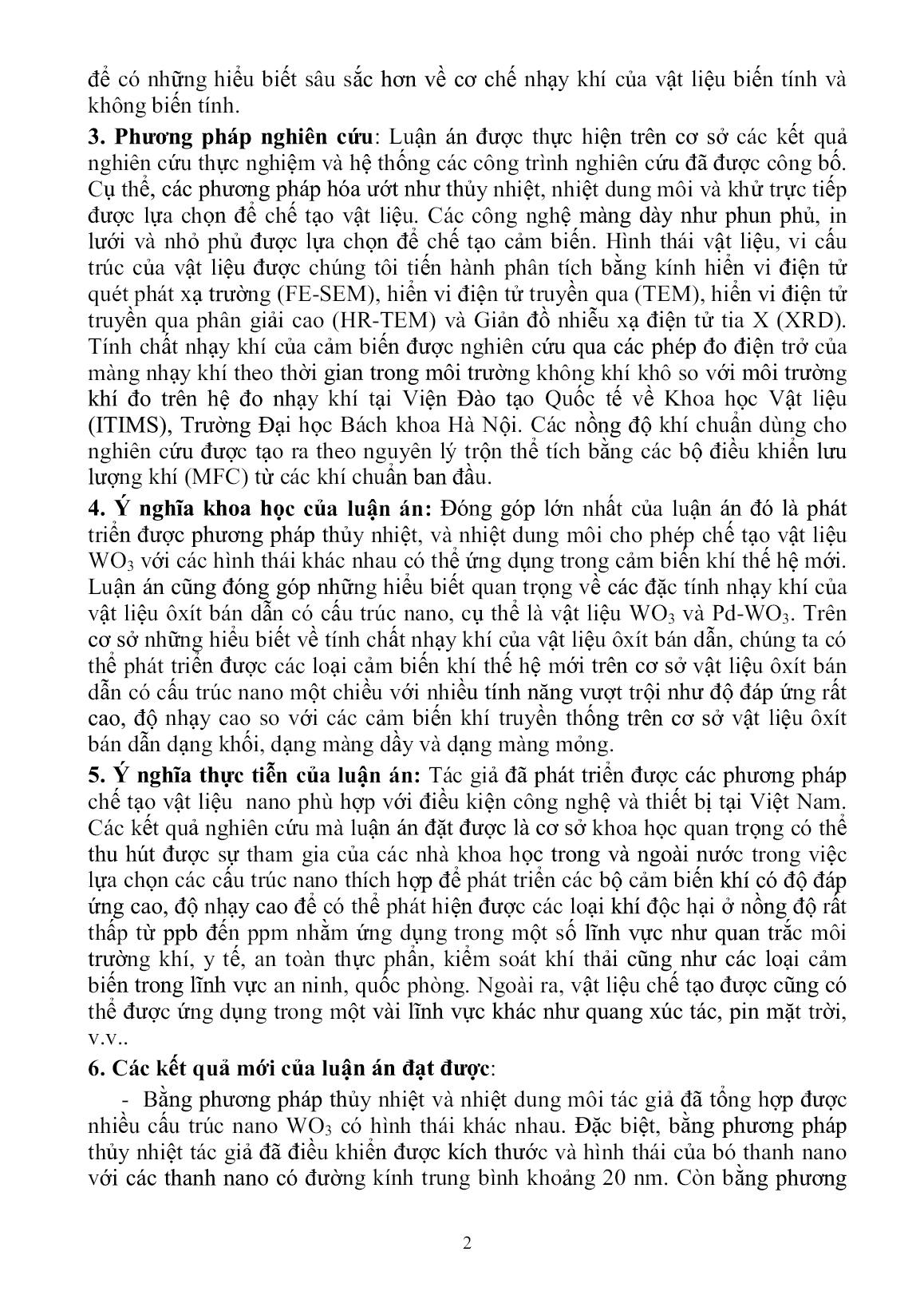 Luận án Nghiên cứu chế tạo vật liệu WO3 cấu trúc nano bằng phương pháp hóa nhằm ứng dụng trong cảm biến khí NO2 và NH3 trang 5