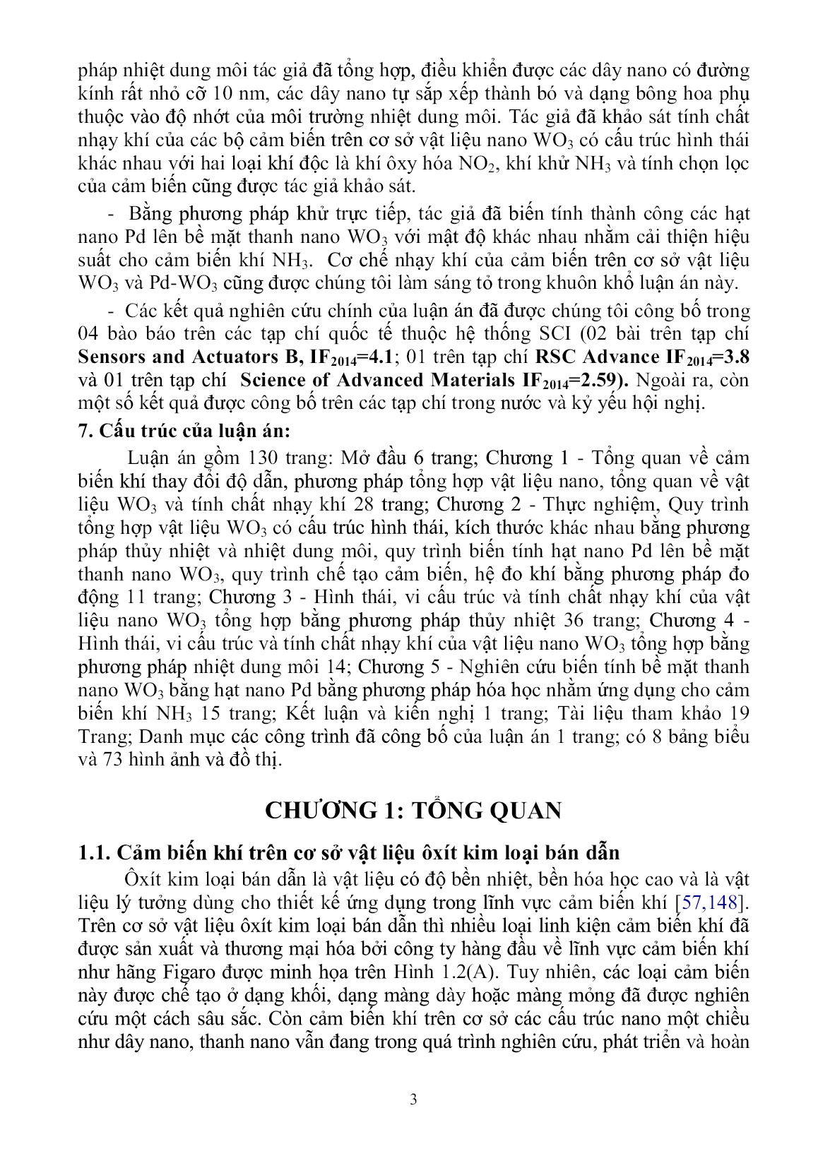 Luận án Nghiên cứu chế tạo vật liệu WO3 cấu trúc nano bằng phương pháp hóa nhằm ứng dụng trong cảm biến khí NO2 và NH3 trang 6