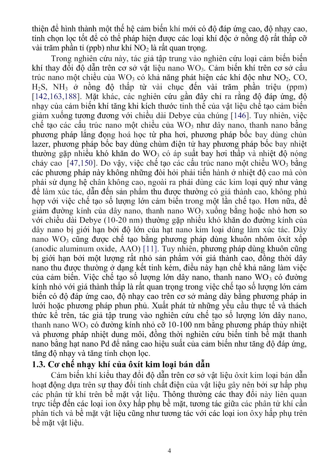 Luận án Nghiên cứu chế tạo vật liệu WO3 cấu trúc nano bằng phương pháp hóa nhằm ứng dụng trong cảm biến khí NO2 và NH3 trang 7