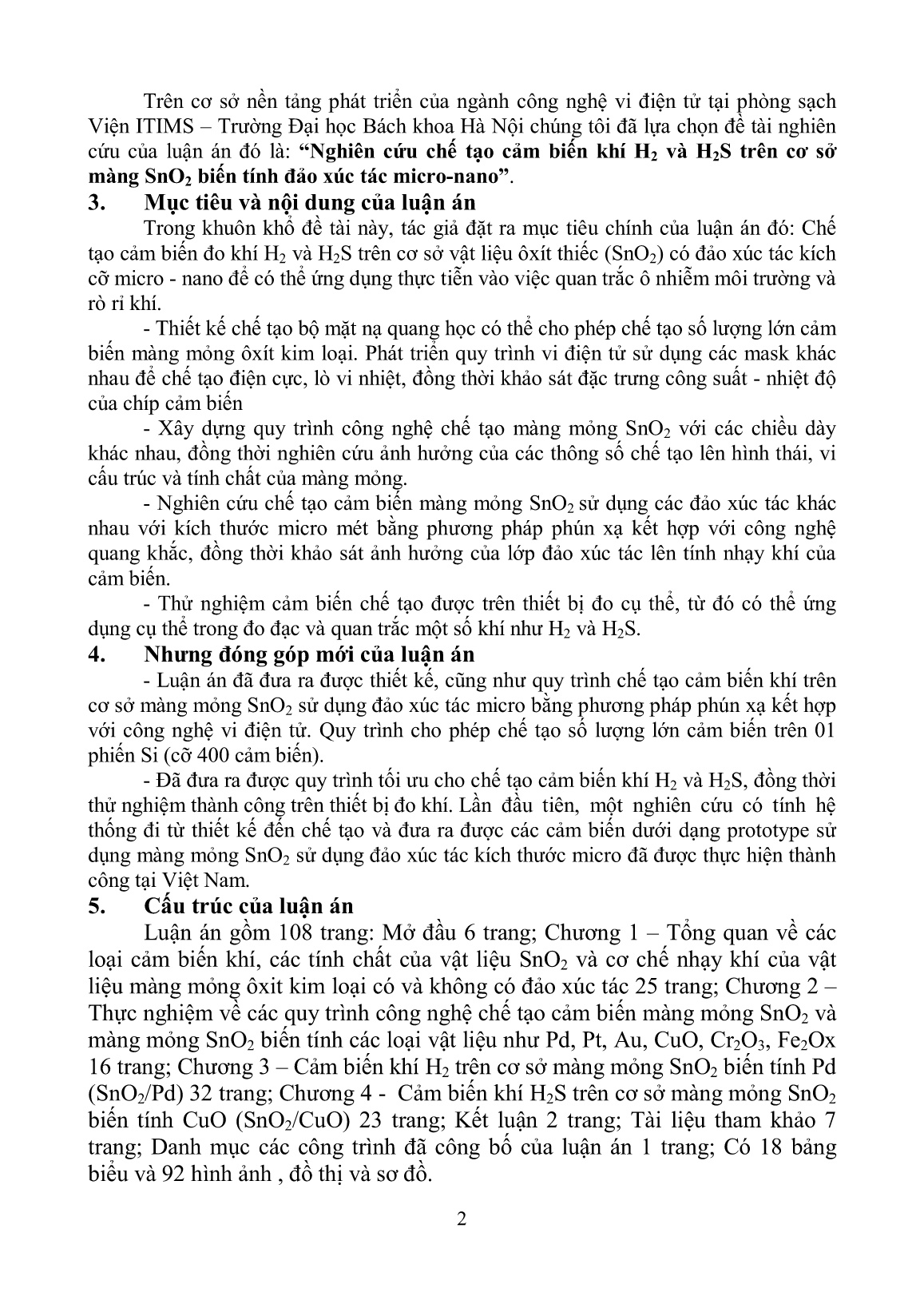Luận án Nghiên cứu chế tạo cảm biến khí H2 và H2S trên cơ sở màng SnO2 biến tính đảo xúc tác micro-nano trang 5