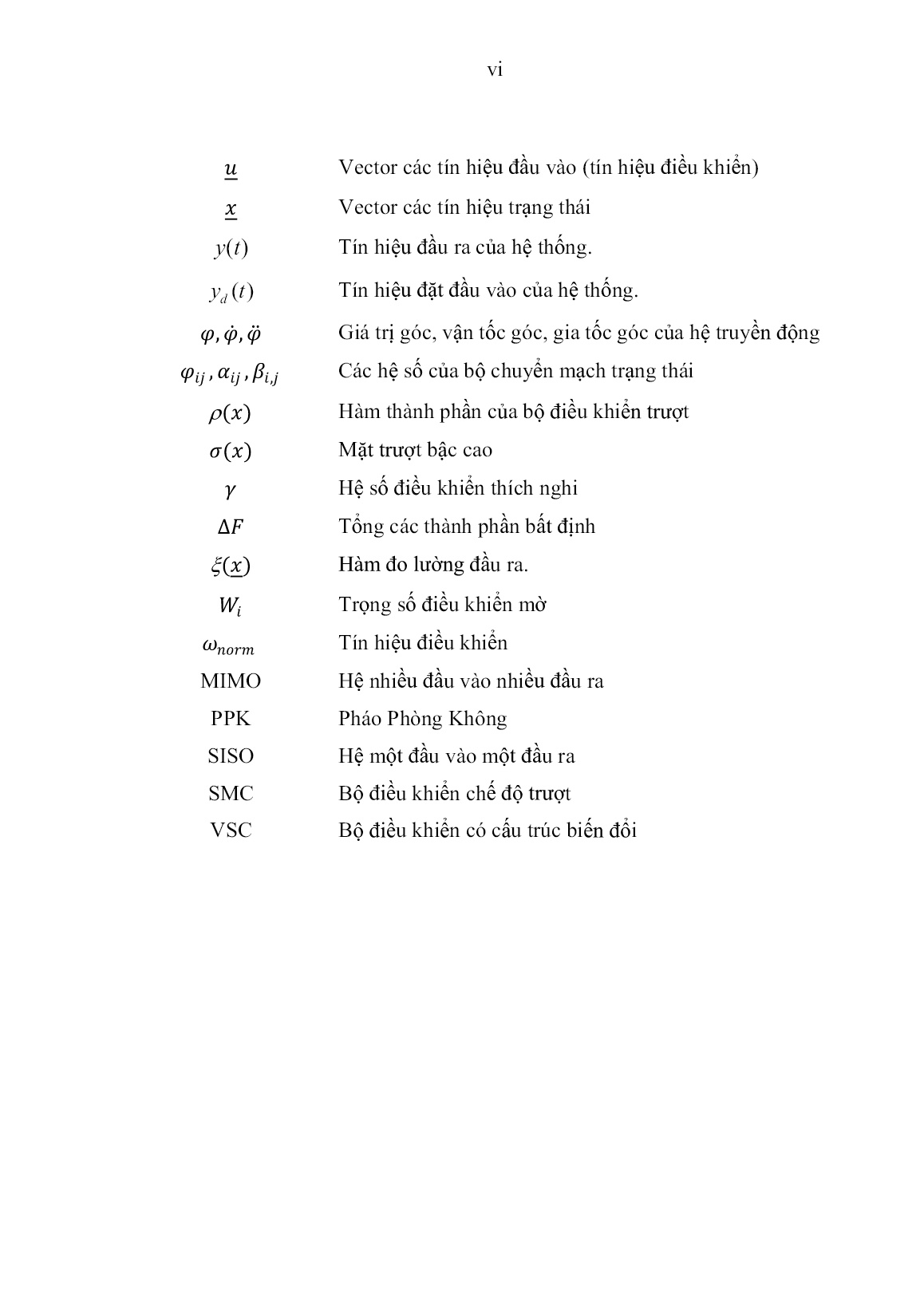 Luận án Tổng hợp hệ thống điều khiển trượt cho một lớp đối tượng phi tuyến bất định trang 8