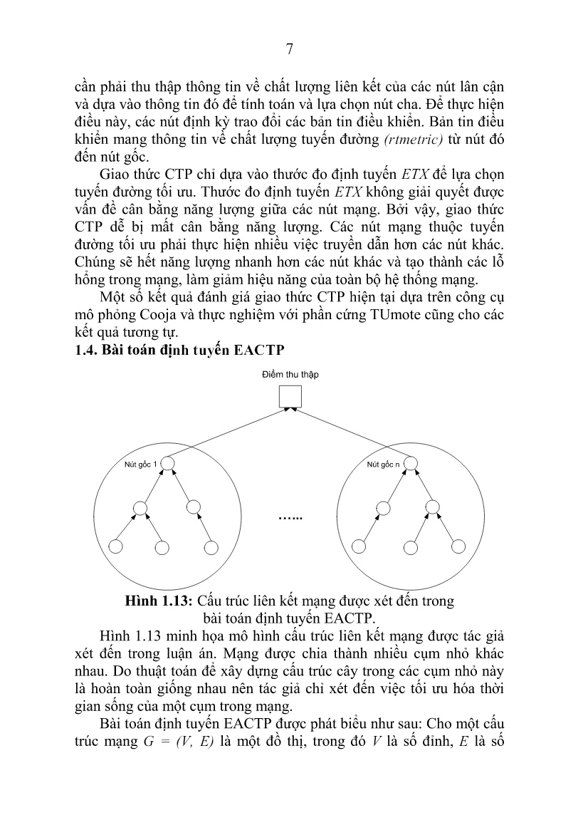 Luận án Nghiên cứu bài toán định tuyến có sự nhận thức về năng lượng áp dụng cho giao thức cây thu thập dữ liệu (EACTP) trang 7