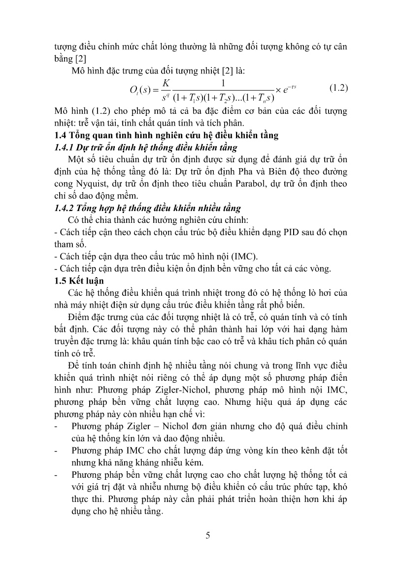 Luận án Nghiên cứu phát triển lý thuyết hệ điều khiển nhiều tầng trong điều khiển quá trình nhiệt trên cơ sở chỉ số dao động mềm trang 5