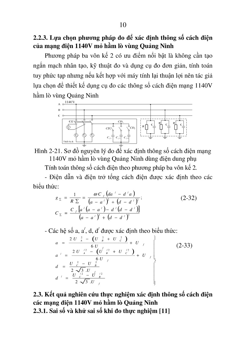 Luận án Nghiên cứu đảm bảo điều kiện an toàn điện giật trong các mạng điện mỏ hầm lò điện áp 1140V vùng Quảng Ninh trang 10