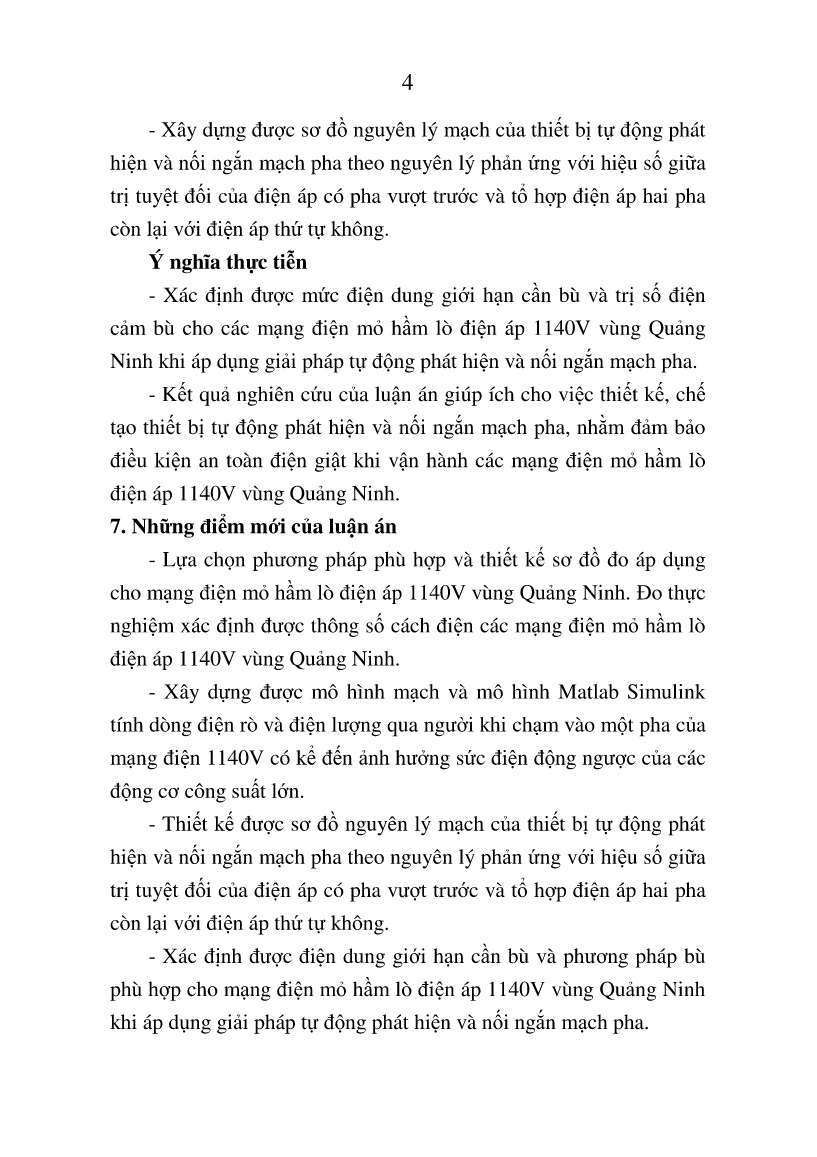 Luận án Nghiên cứu đảm bảo điều kiện an toàn điện giật trong các mạng điện mỏ hầm lò điện áp 1140V vùng Quảng Ninh trang 4