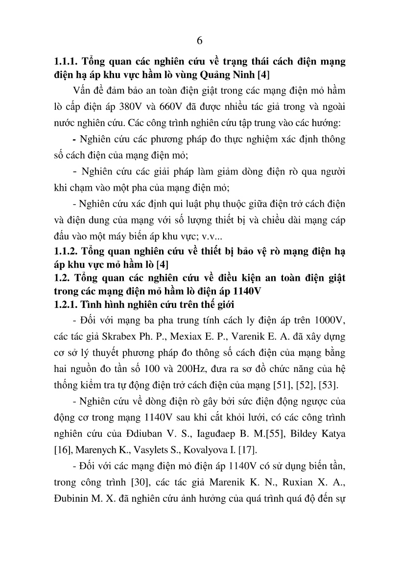 Luận án Nghiên cứu đảm bảo điều kiện an toàn điện giật trong các mạng điện mỏ hầm lò điện áp 1140V vùng Quảng Ninh trang 6