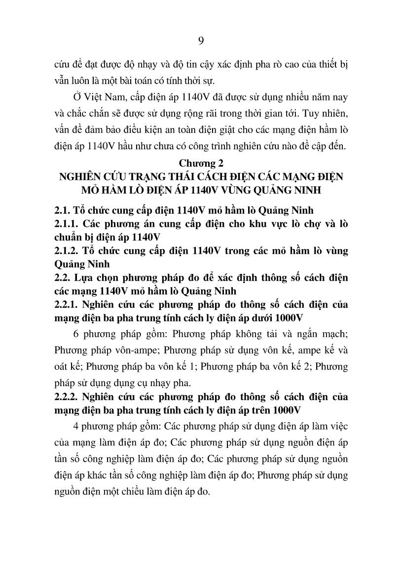 Luận án Nghiên cứu đảm bảo điều kiện an toàn điện giật trong các mạng điện mỏ hầm lò điện áp 1140V vùng Quảng Ninh trang 9