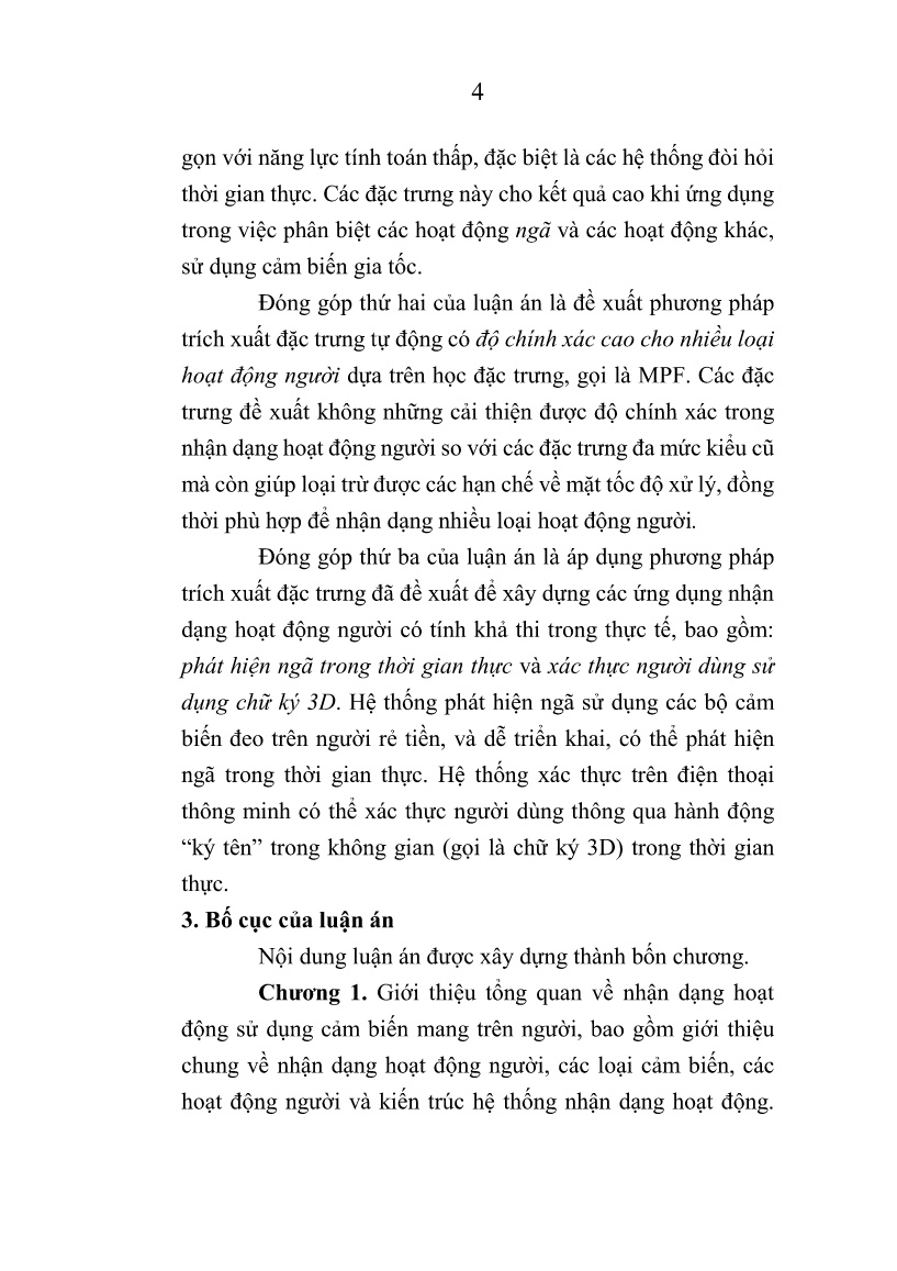 Luận án Nghiên cứu phương pháp học máy cho nhận dạng hoạt động sử dụng cảm biến mang trên người trang 6