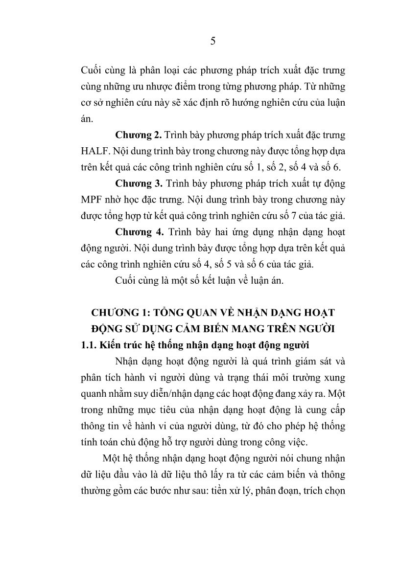 Luận án Nghiên cứu phương pháp học máy cho nhận dạng hoạt động sử dụng cảm biến mang trên người trang 7