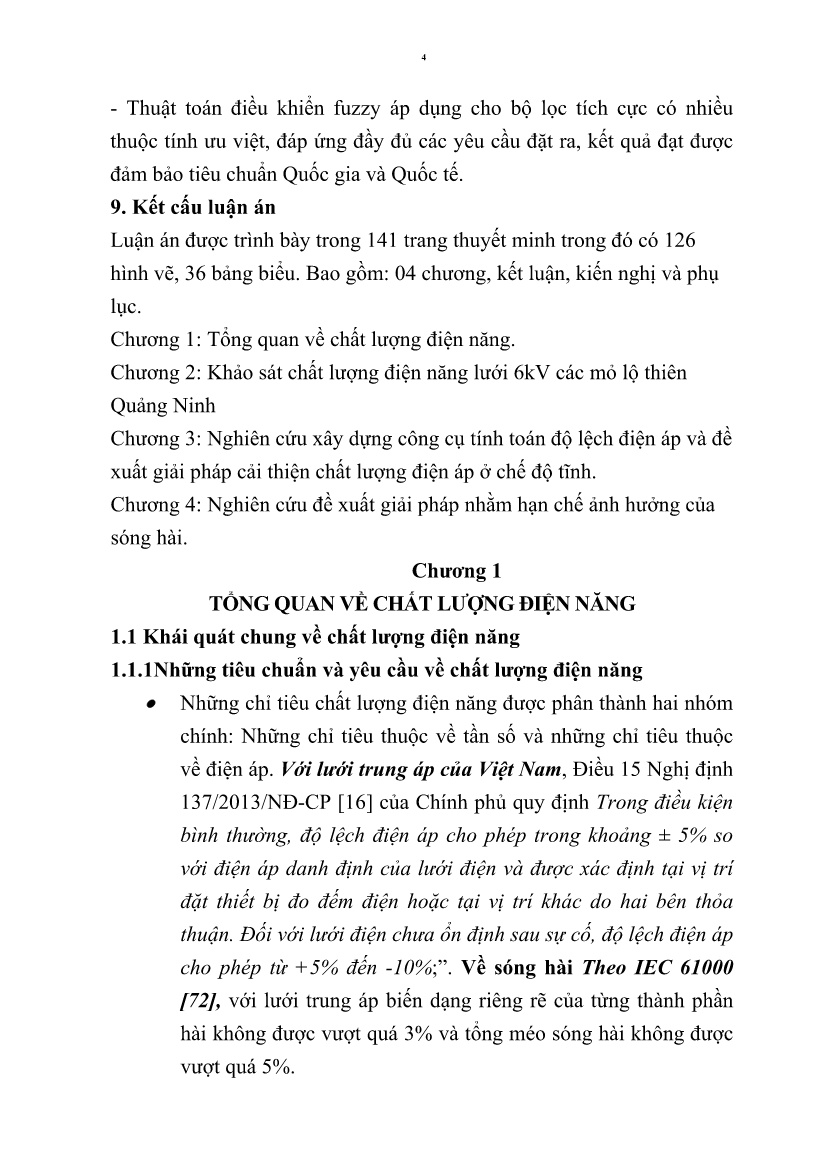 Luận án Nghiên cứu nâng cao chất lượng điện năng mạng 6KV mỏ lộ thiên vùng Quảng Ninh trang 6