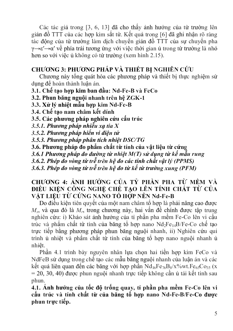 Luận án Nghiên cứu chế tạo nam châm kết dính Nd-Fe-B/Fe-Co từ băng nguội nhanh có yếu tố ảnh hưởng của từ trường trang 7