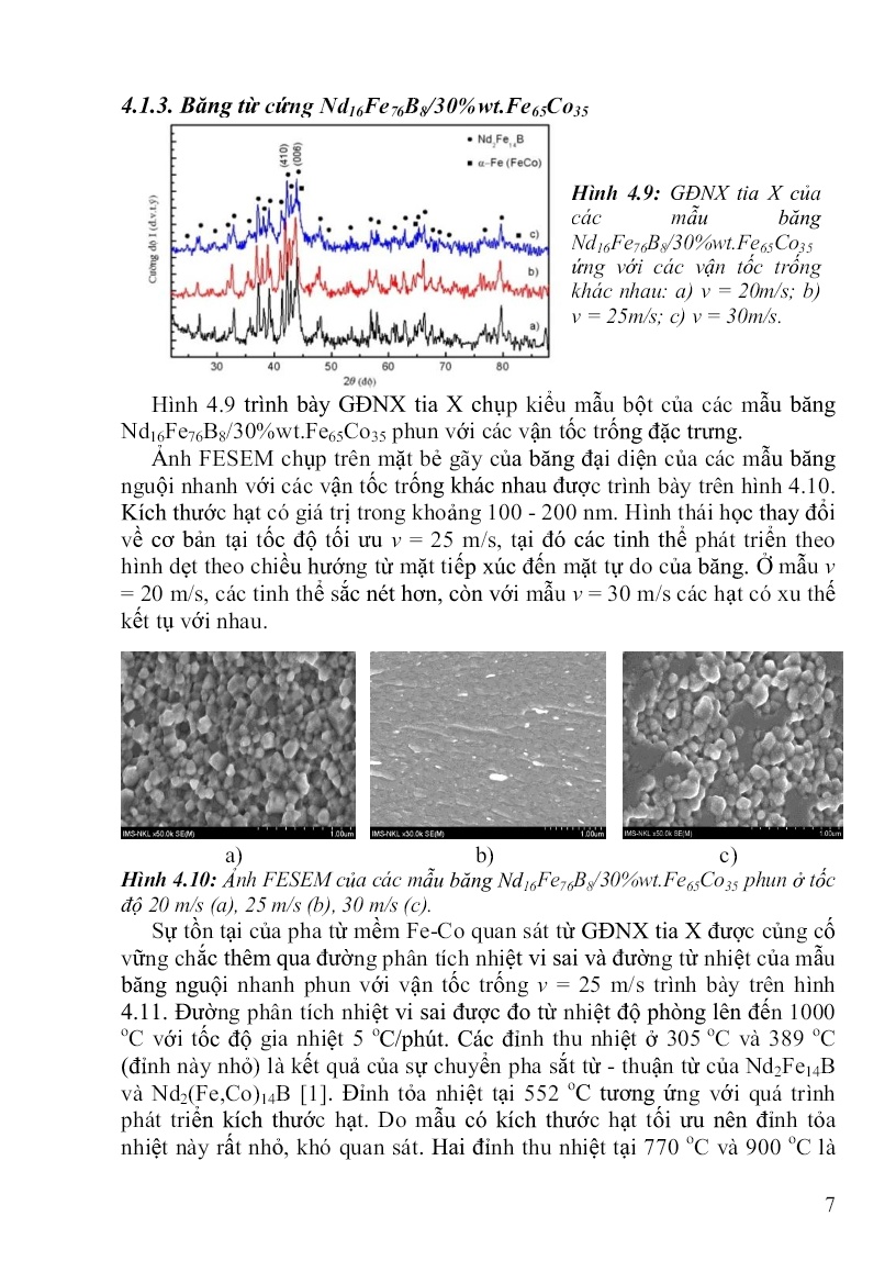 Luận án Nghiên cứu chế tạo nam châm kết dính Nd-Fe-B/Fe-Co từ băng nguội nhanh có yếu tố ảnh hưởng của từ trường trang 9