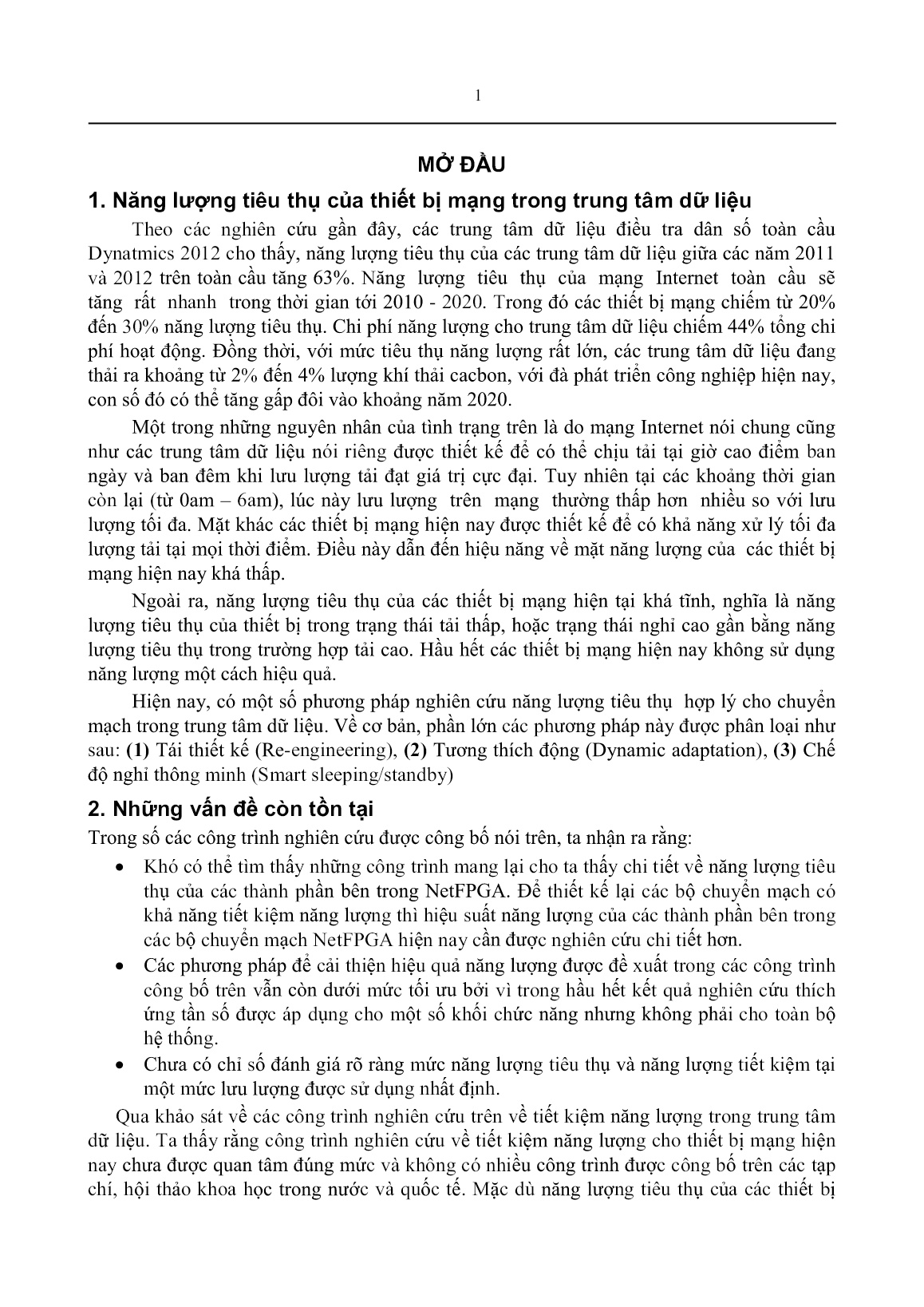 Luận án Nghiên cứu giải pháp tiết kiệm năng lượng trong thiết kế chuyển mạch sử dụng ở trung tâm dữ liệu trang 1