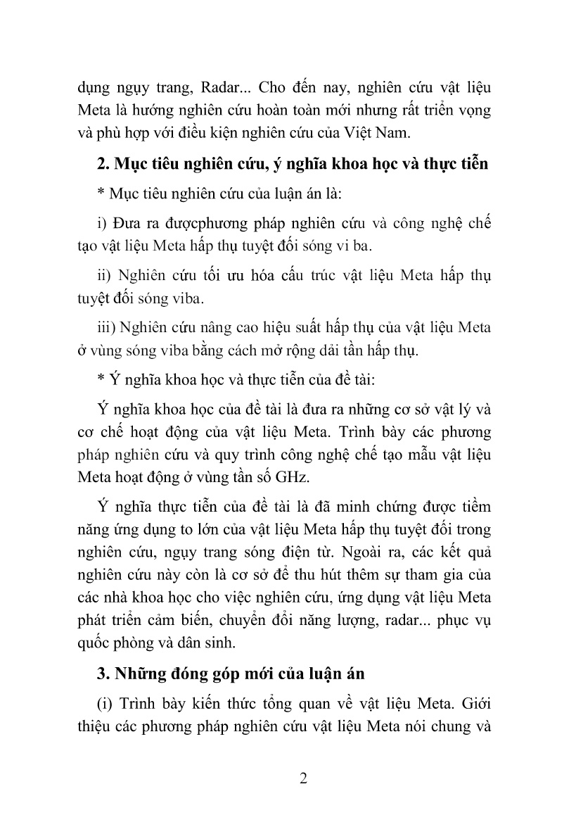 Luận án Nghiên cứu chế tạo và tính chất hấp thụ tuyệt đối sóng vi ba của vật liệu Meta (Metamaterials) trang 6