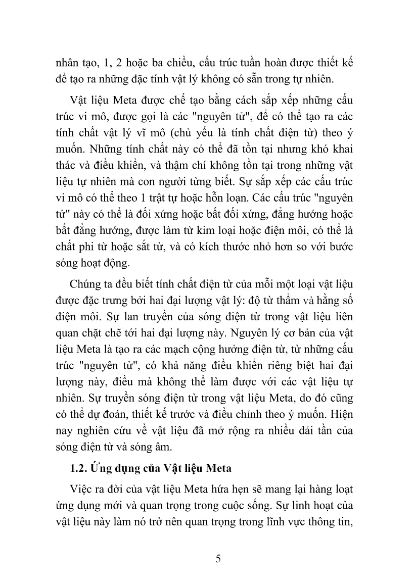 Luận án Nghiên cứu chế tạo và tính chất hấp thụ tuyệt đối sóng vi ba của vật liệu Meta (Metamaterials) trang 9