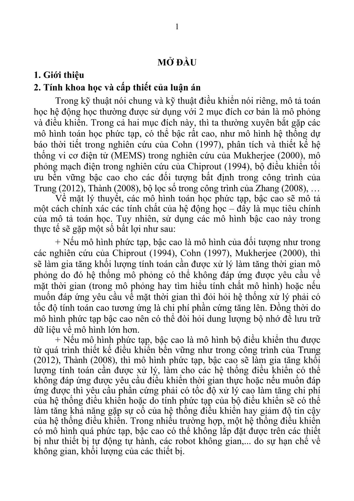 Luận án Nghiên cứu thuật toán giảm bậc mô hình và ứng dụng cho bài toán điều khiển trang 4