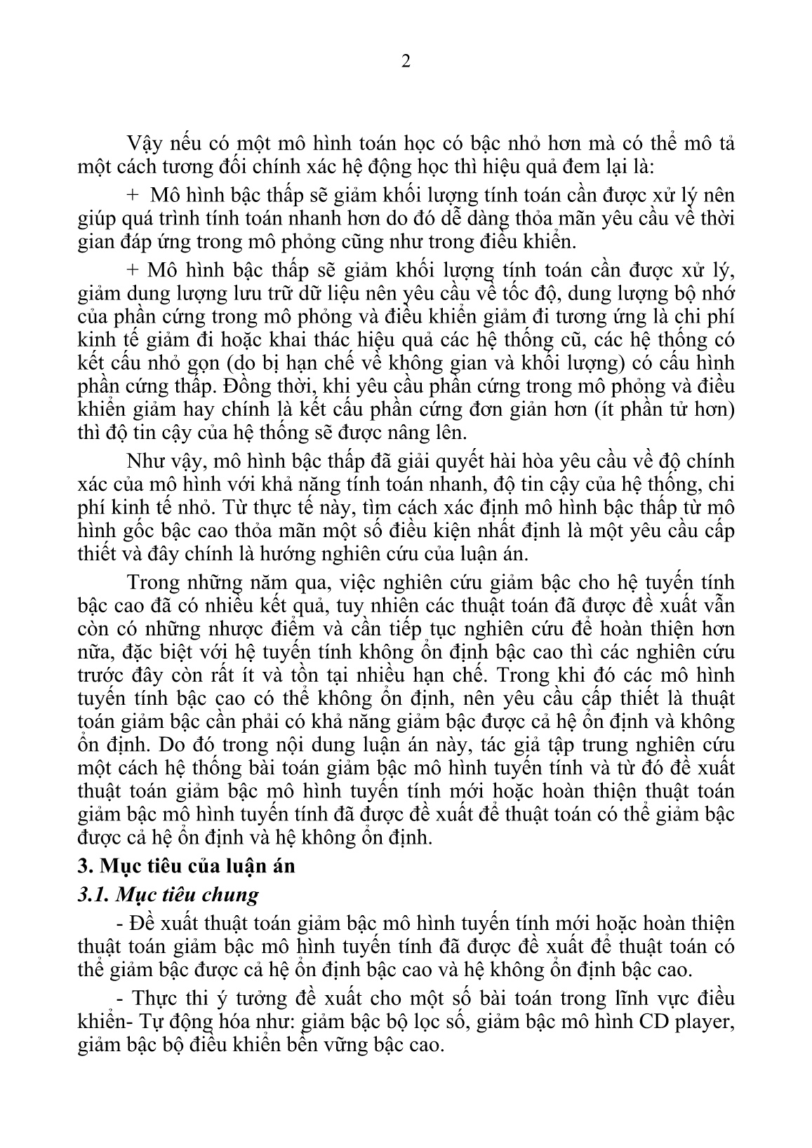 Luận án Nghiên cứu thuật toán giảm bậc mô hình và ứng dụng cho bài toán điều khiển trang 5