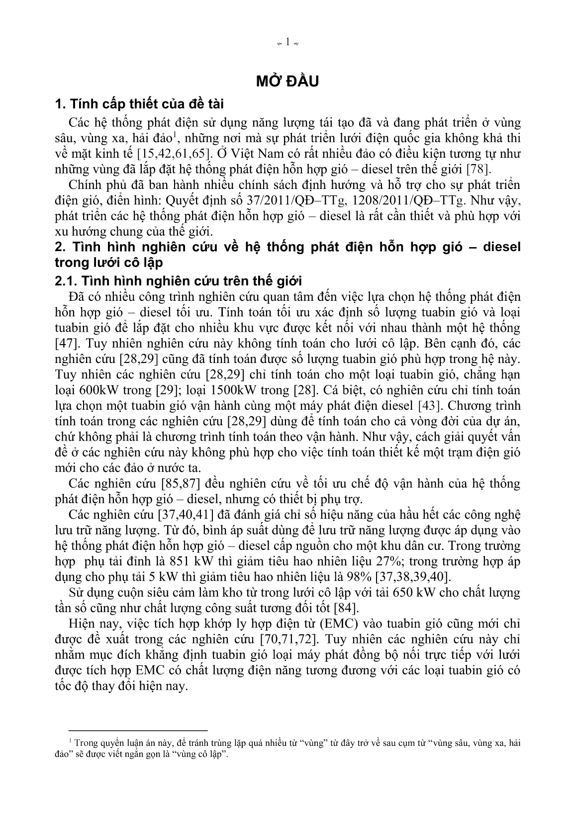 Luận án Nghiên cứu hệ thống phát điện gió – diesel nhằm nâng cao mức thâm nhập điện gió với lưới cô lập trang 3