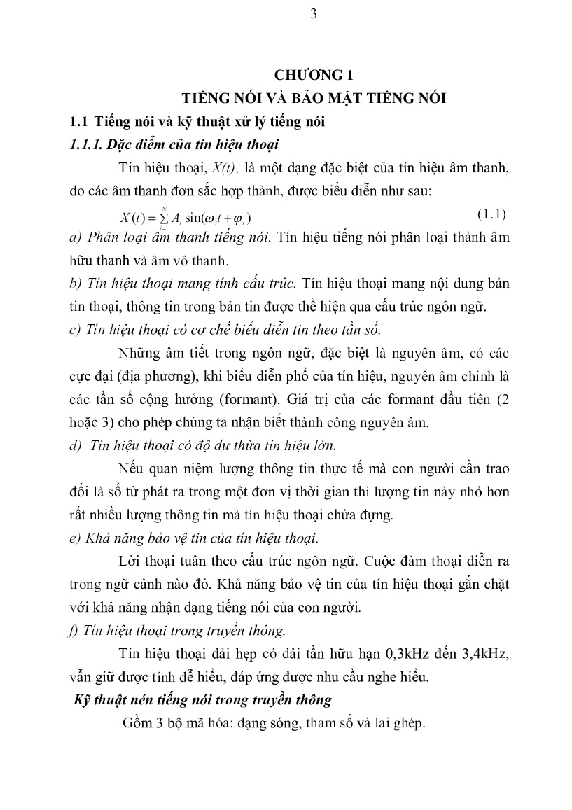 Luận án Nghiên cứu giải pháp bảo mật tín hiệu thoại thời gian thực trang 5