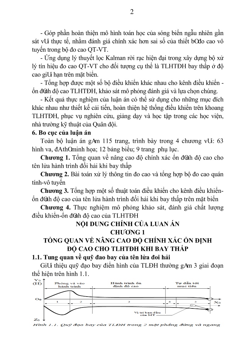 Luận án Nghiên cứu hạn chế ảnh hưởng của sóng và gió biển đến kênh điều khiển độ cao của tên lửa đối hải khi bay ở độ cao thấp trên mặt biển trang 5