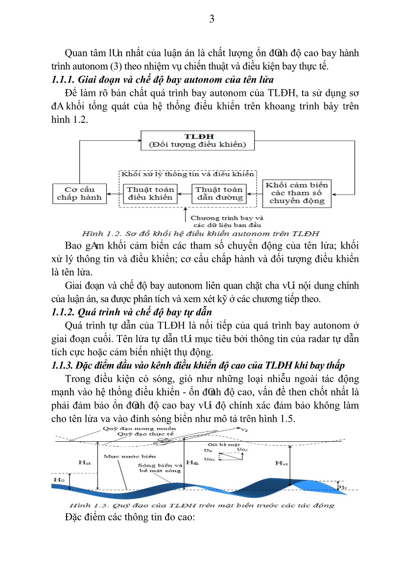 Luận án Nghiên cứu hạn chế ảnh hưởng của sóng và gió biển đến kênh điều khiển độ cao của tên lửa đối hải khi bay ở độ cao thấp trên mặt biển trang 6
