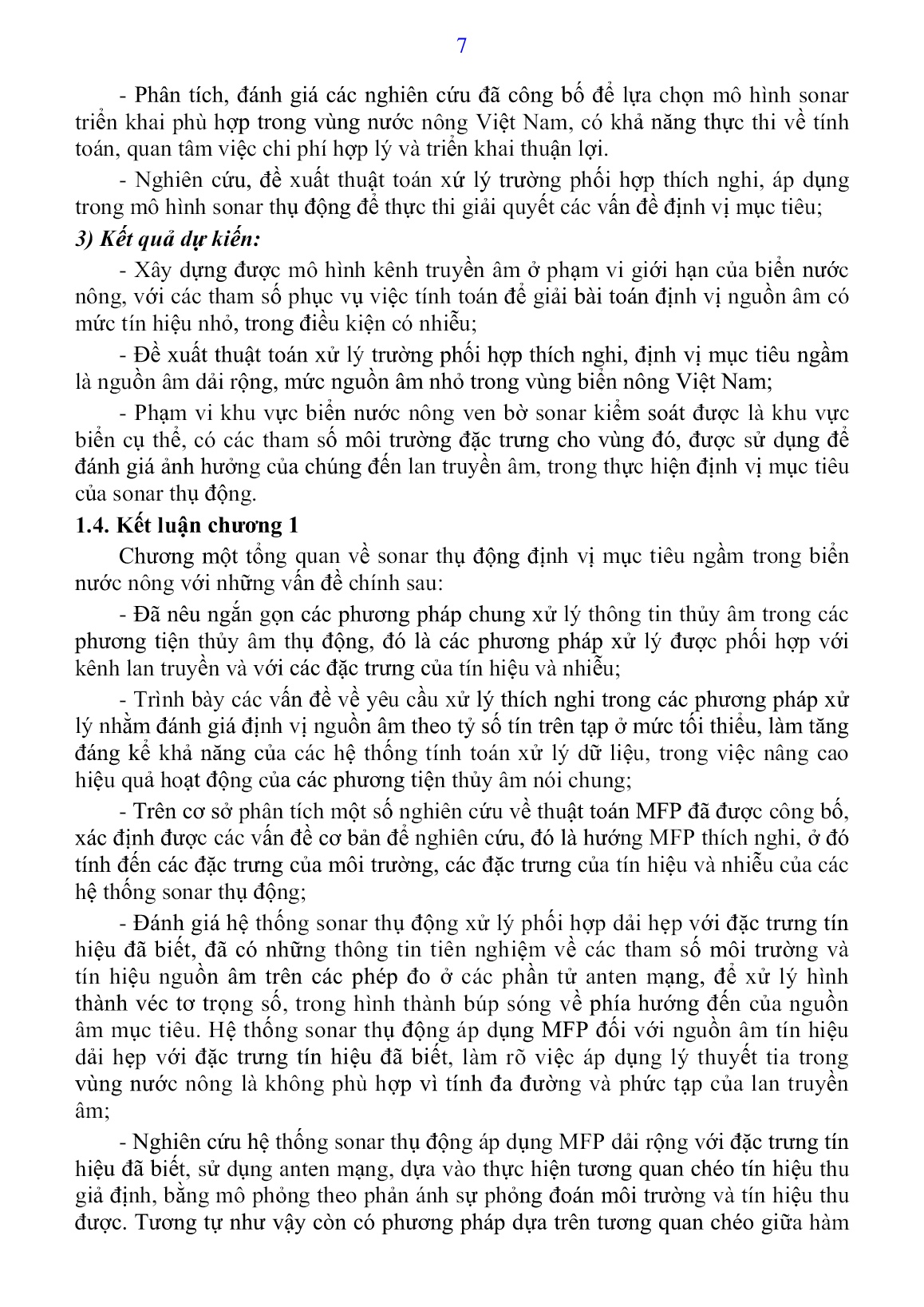 Luận án Nghiên cứu thuật toán xử lý trường phối hợp thích nghi cho sonar thụ động định vị mục tiêu ngầm trong vùng biển nước nông Việt Nam trang 9