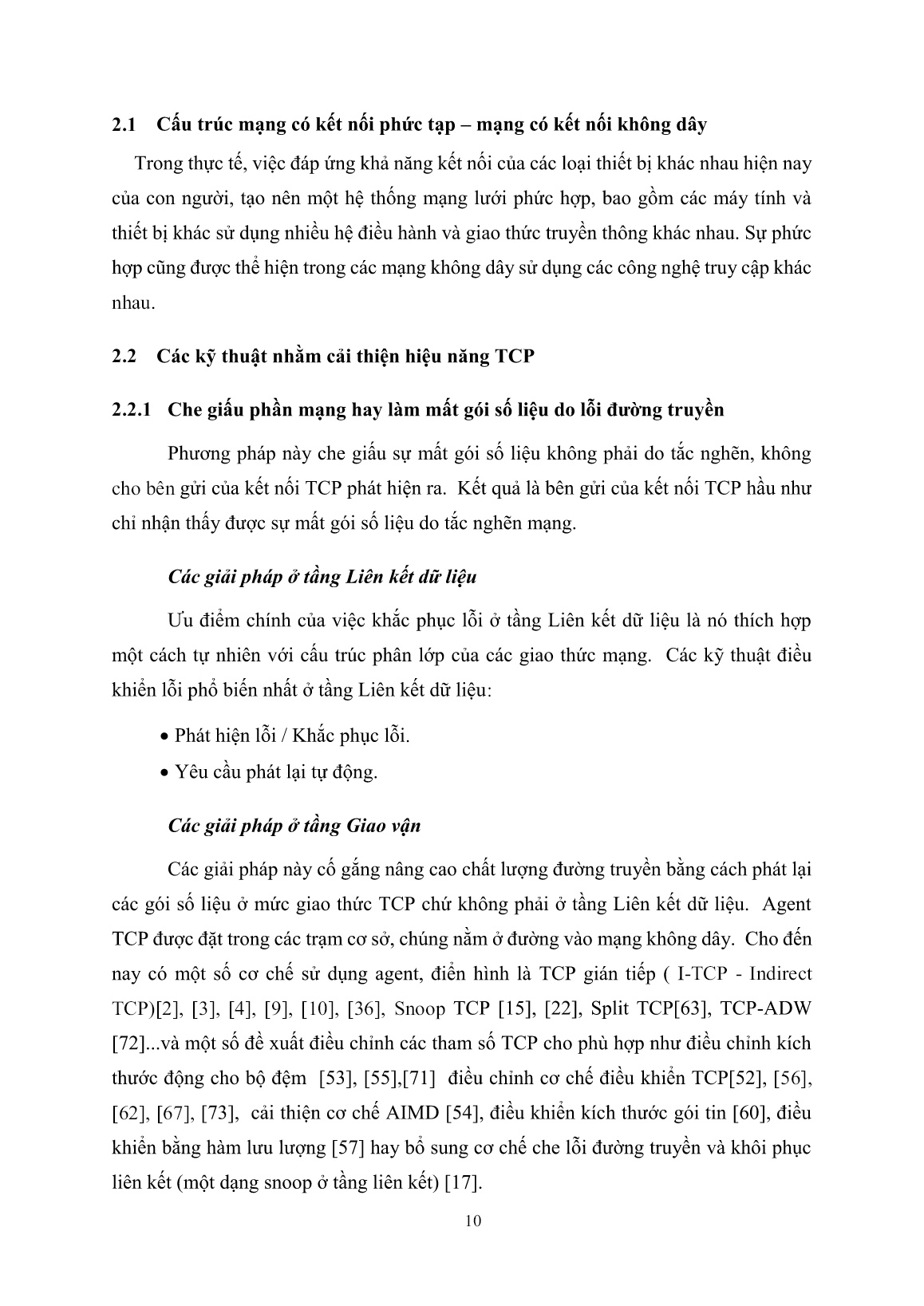 Luận án Mô hình tự thích nghi – giao thức họ TCP cho các ứng dụng đa phương tiện trong mạng không dây trang 10