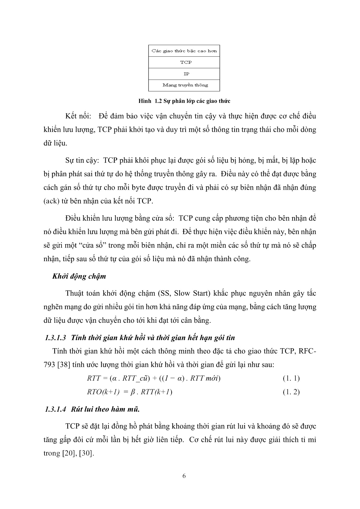 Luận án Mô hình tự thích nghi – giao thức họ TCP cho các ứng dụng đa phương tiện trong mạng không dây trang 6