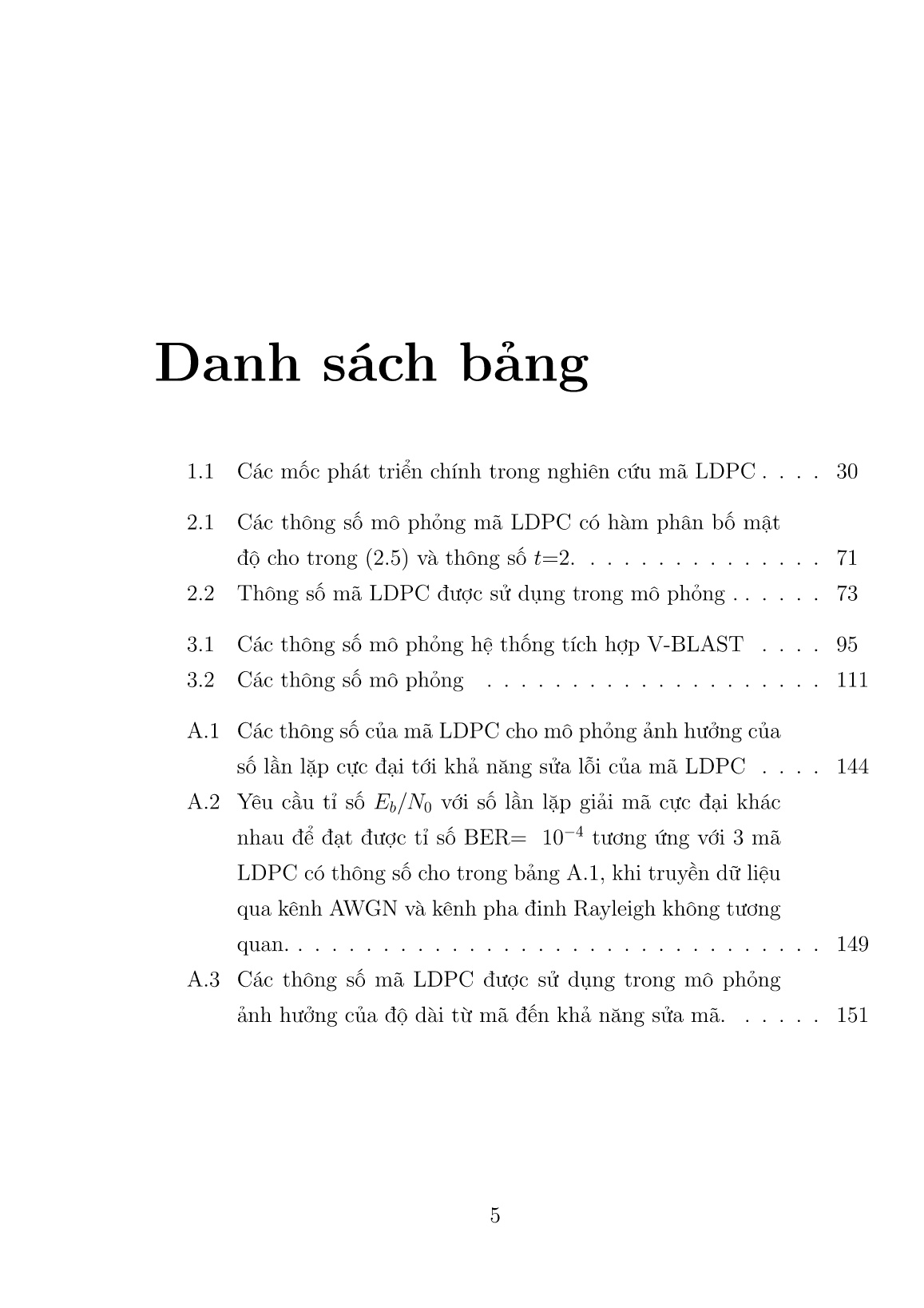 Luận án Nghiên cứu xây dựng mã sửa sai có ma trận kiểm tra mật độ thấp trong truyền dẫn số trang 5