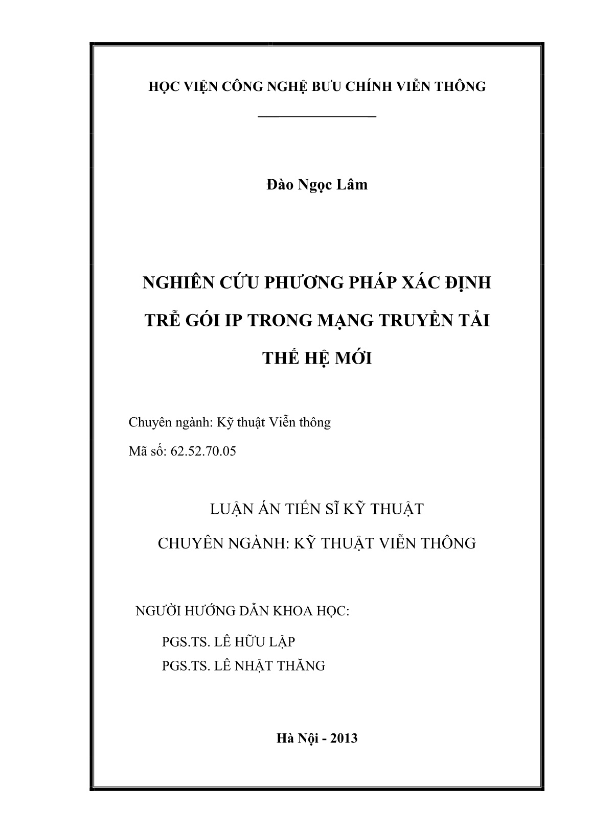 Luận án Nghiên cứu phương pháp xác định trễ gói IP trong mạng truyền tải thế hệ mới trang 2