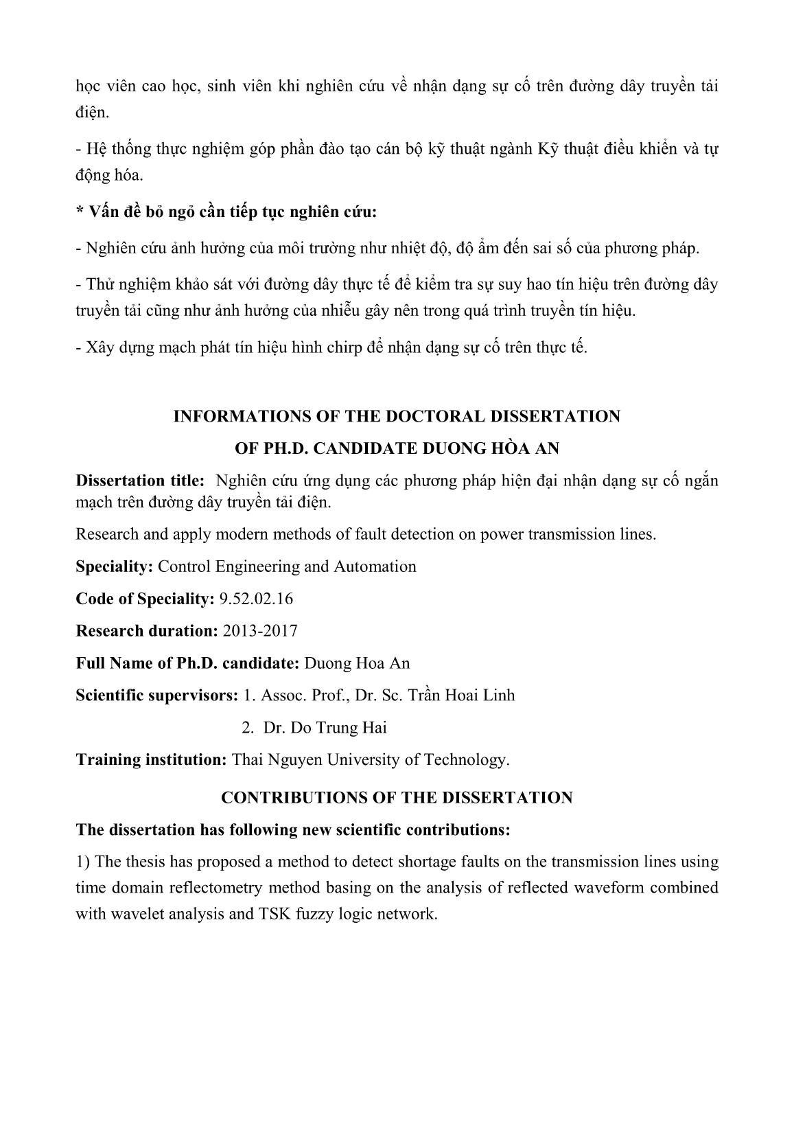 Luận án Nghiên cứu ứng dụng các phương pháp hiện đại nhận dạng sự cố ngắn mạch trên đường dây truyền tải điện trang 2