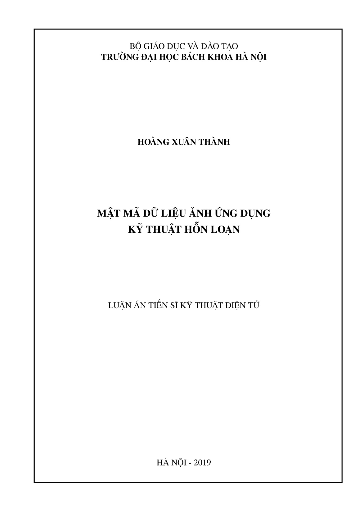 Luận án Mật mã dữ liệu ảnh ứng dụng kỹ thuật hỗn loạn trang 1