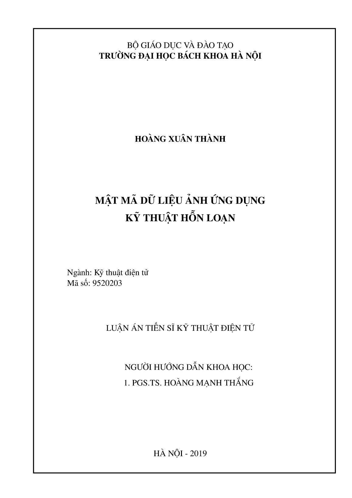 Luận án Mật mã dữ liệu ảnh ứng dụng kỹ thuật hỗn loạn trang 2