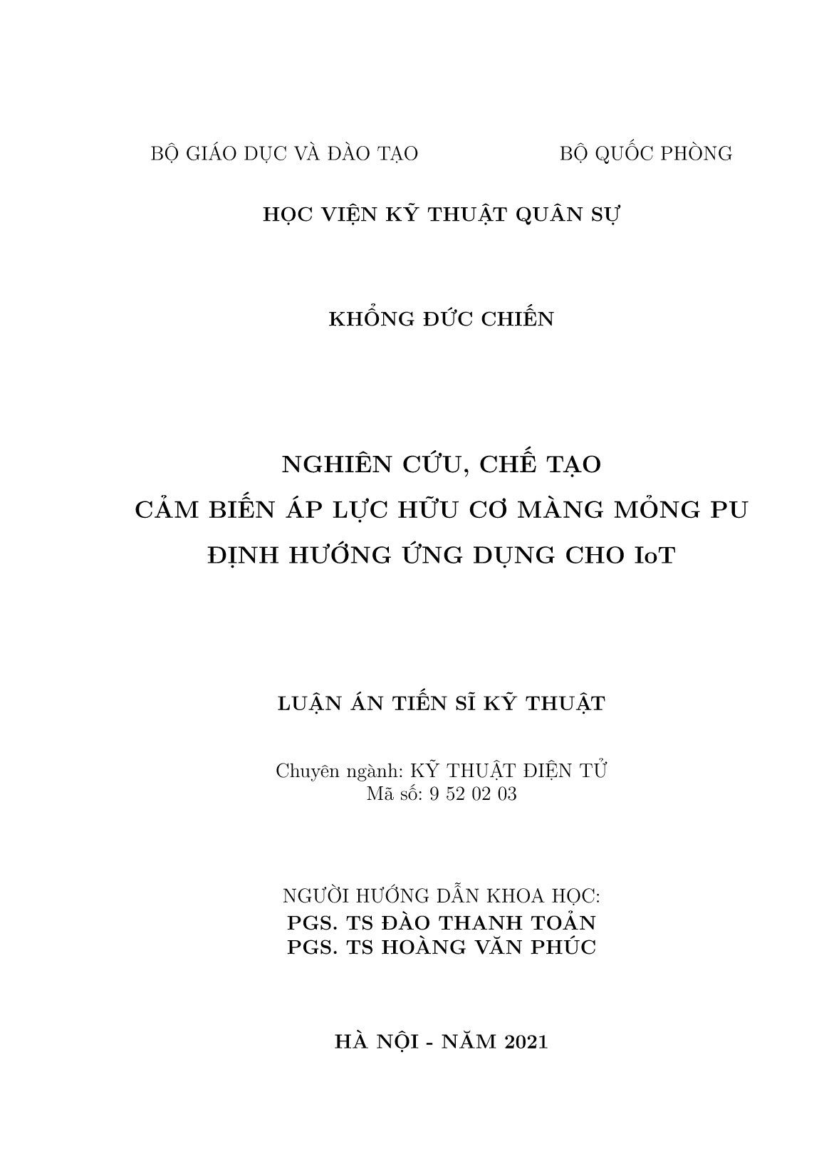 Luận án Nghiên cứu, chế tạo cảm biến áp lực hữu cơ màng mỏng PU định hướng ứng dụng cho iot trang 2