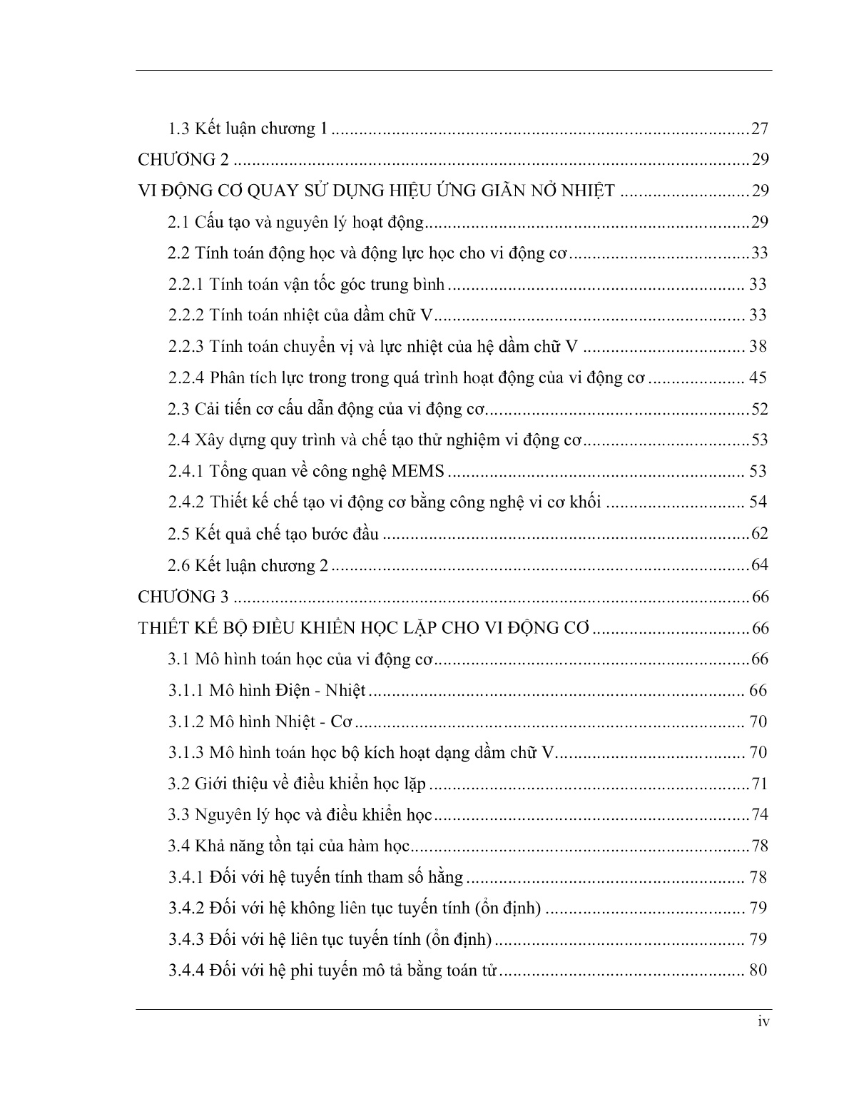 Luận án Nghiên cứu vi động cơ theo nguyên lý điện nhiệt dạng dầm chữ V và hệ điều khiển trang 6