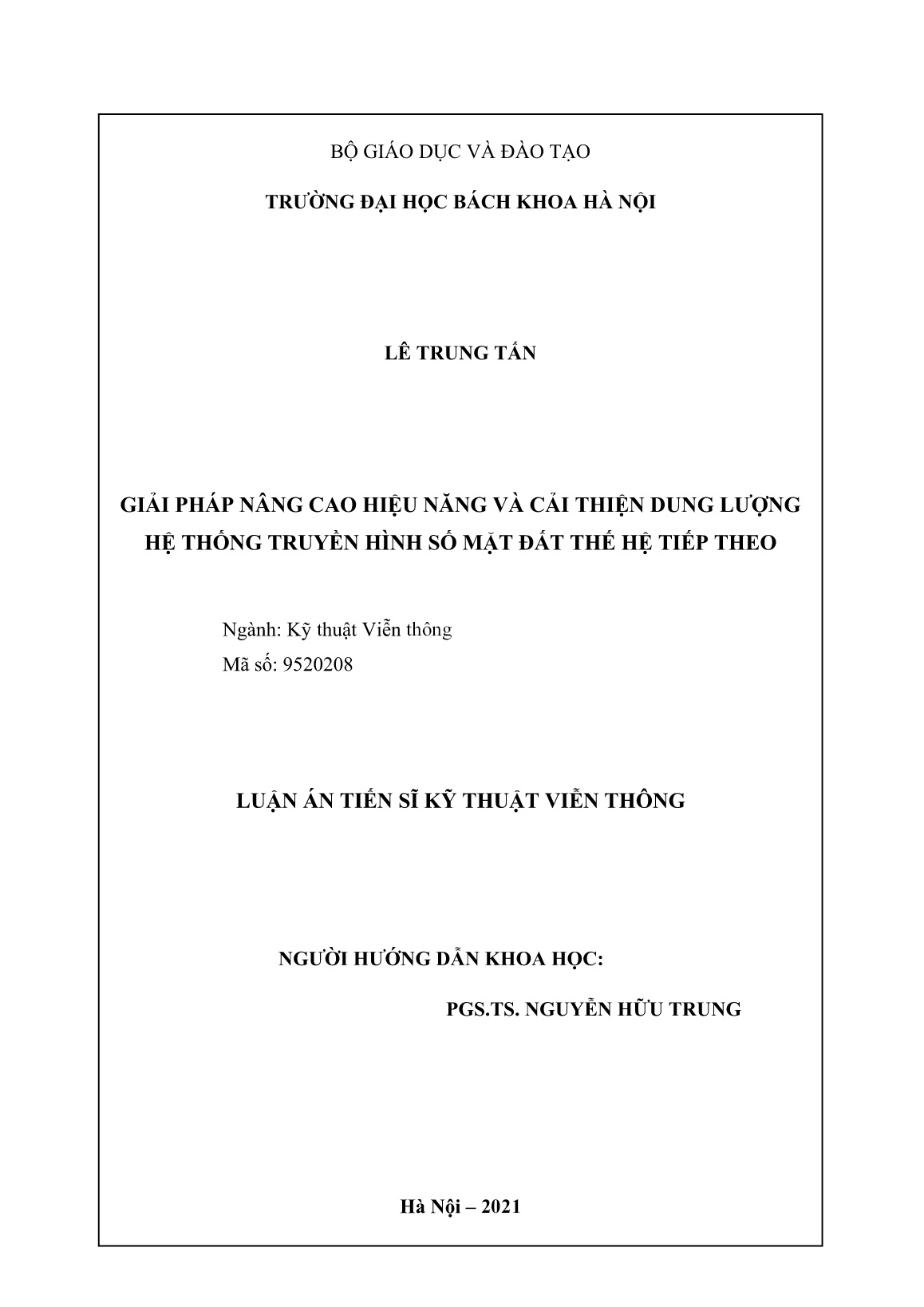 Luận án Giải pháp nâng cao hiệu năng và cải thiện dung lượng hệ thống truyền hình số mặt đất thế hệ tiếp theo trang 2