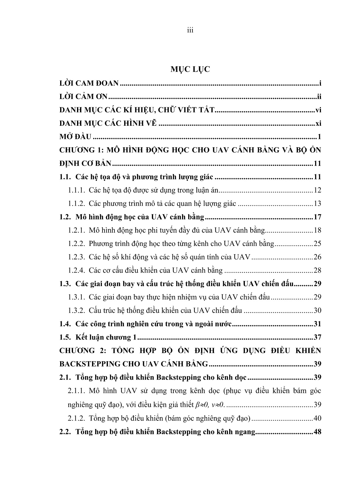 Luận án Xây dựng bộ ổn định và thuật toán điều khiển bám quỹ đạo cho UAV cánh bằng trang 5