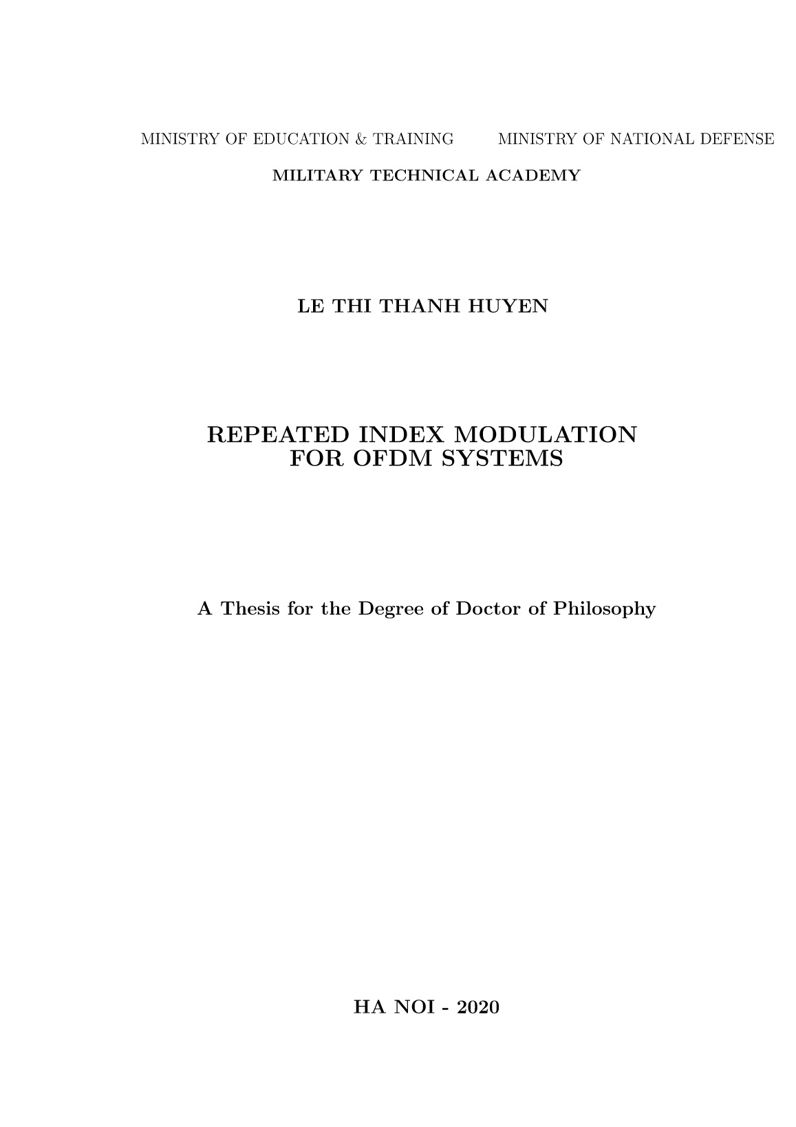 Luận án Repeated Index Modulation for OFDM Systems trang 1