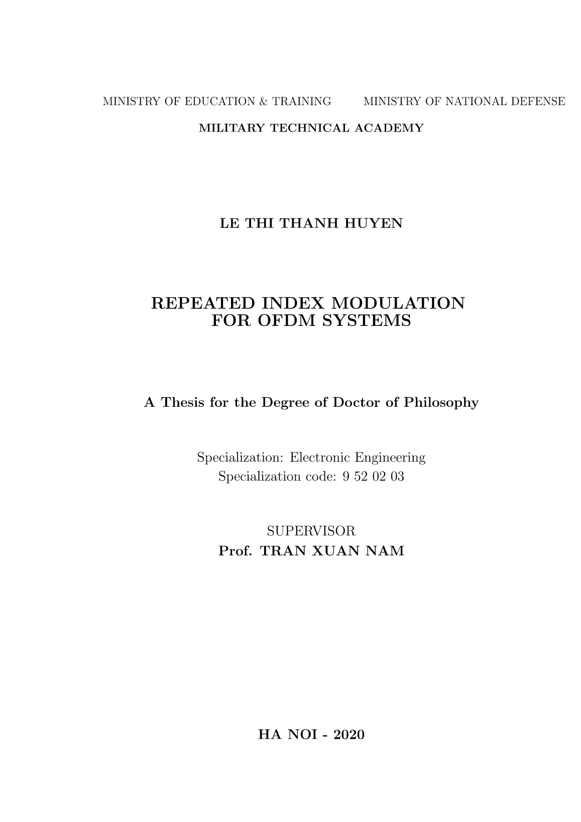 Luận án Repeated Index Modulation for OFDM Systems trang 2