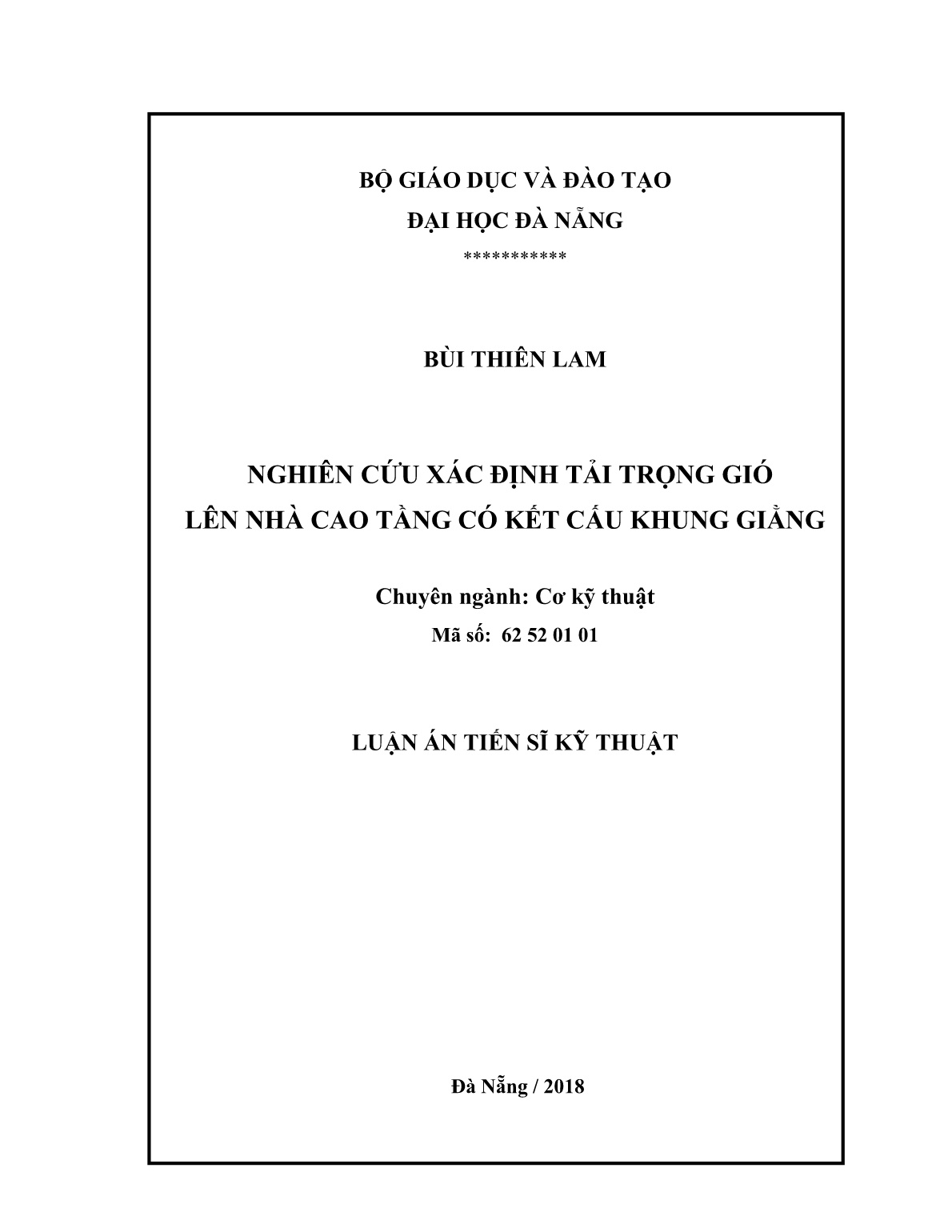 Luận án Nghiên cứu xác định tải trọng gió lên nhà cao tầng có kết cấu khung giằng trang 1