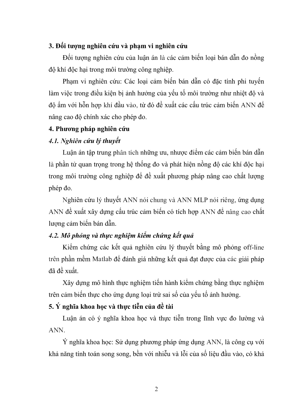 Luận án Nghiên cứu nâng cao chất lượng đo nồng độ khí độc hại trong môi trường công nghiệp dùng mạng nơ-ron trang 2