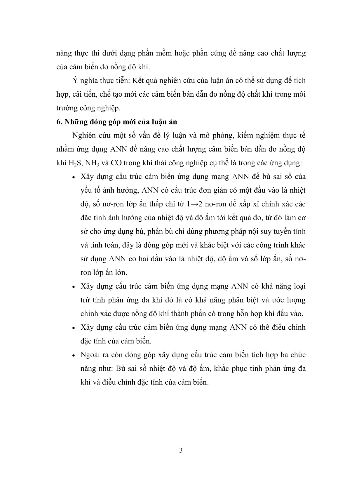 Luận án Nghiên cứu nâng cao chất lượng đo nồng độ khí độc hại trong môi trường công nghiệp dùng mạng nơ-ron trang 3